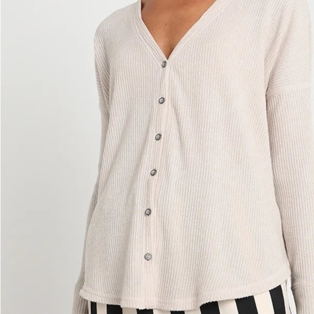 Abercrombie & Fitch Women's Cozy Button Rib Knit Top
